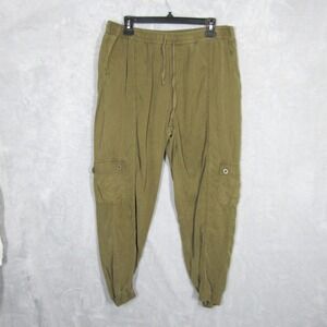 Soft Surroundings Olive Green Cargo Pants Womens Size Large Elastic Waist